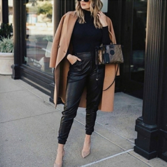 SPANX Pants - Spanx Black Faux Leather Joggers